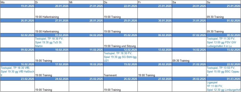 Vorbereitunsplan 2025/26 Winter