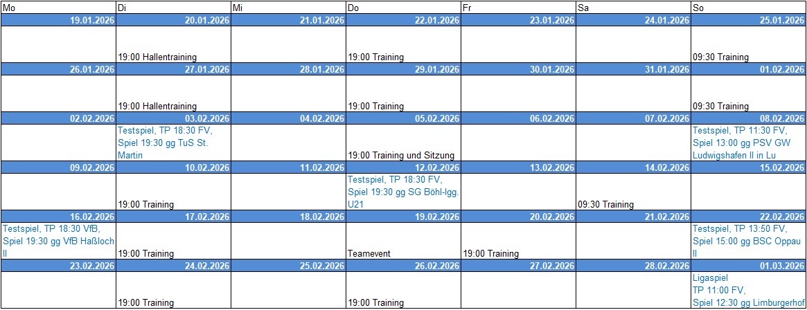 Vorbereitunsplan 2025/26 Winter